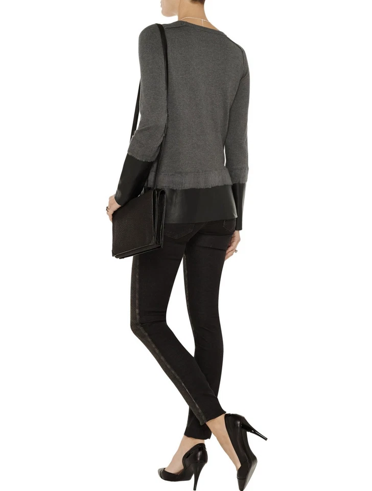 Новый с Ярлыками - линия трикотажа 'авангард' уголь/черный RUNWAY кожи/вязаный свитер - S - Изображение 4 из 4