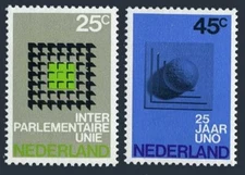 Netherlands 485-486 2 sets, MNH. Mi 946-947. Inter-parliamentary Union, UN-25.
