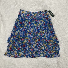 Lauren Ralph Lauren Women  s Floral Midi Skirt Size 6 Blue Cottage Feminine New