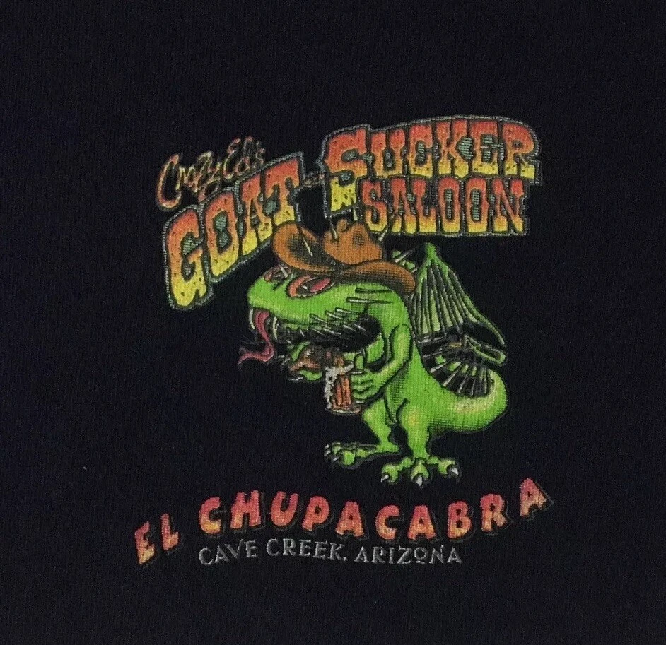 Vtg 90s Goat Sucker Bar Faded Chupacabra Shirt L Arizona Funny Beer Biker Grunge - Image 4 of 4