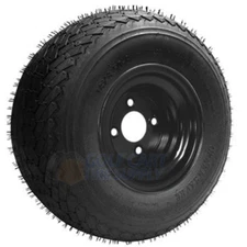 18x8.50-8" OEM BLACK STEEL GOLF CART WHEEL AND SAWTOOTH TIRE COMBO - 1