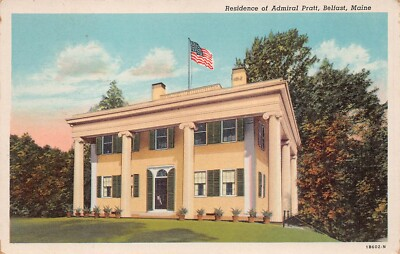 #ad #ad US Navy Admiral Pratt Belfast ME Maine Home Residence Vintage Postcard 1940s $2.65