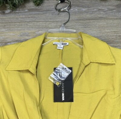 Fashion Nova Dress Size Large JUNIORS Yellow Collared Wrap Tie New With  Tags | eBay