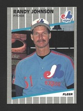 1989 Fleer #381 RANDY JOHNSON Raw - Montreal Expos - Black Out Variation RC