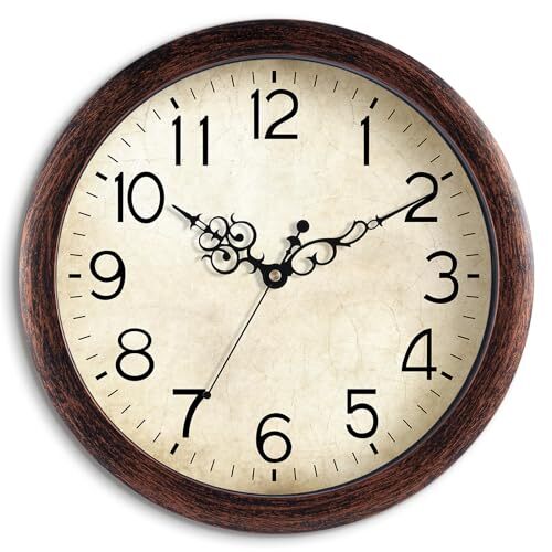 Wall Clock Vintage Wall Clocks Battery Operated Quartz Silent Non-Ticking 8
