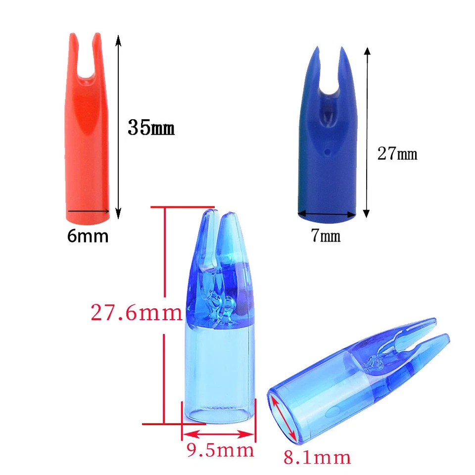50pcs Archery Arrow Nock Tail Plastic Pin ID6/7/8mm Glue-on Nock Arrow Shaft DIY - Image 2 of 4