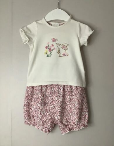 Baby Girls NEXT Age 0-3 Months Outfit Animals Bunny Floral Bloomers & Embroidery - Afbeelding 1 van 4