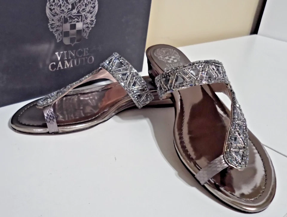 VINCE CAMUTO Mujer Cristal Plata Piedra Estrás Nuevo en Caja Sandalias Zapatos Talla 7.5M Foto 2 de 4