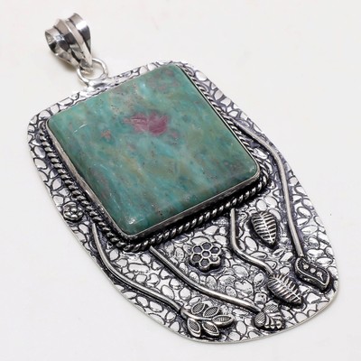 Rubin Fuchsit ovale Form Edelstein handgefertigt Damen Schmuck Anhänger 3,20''...
