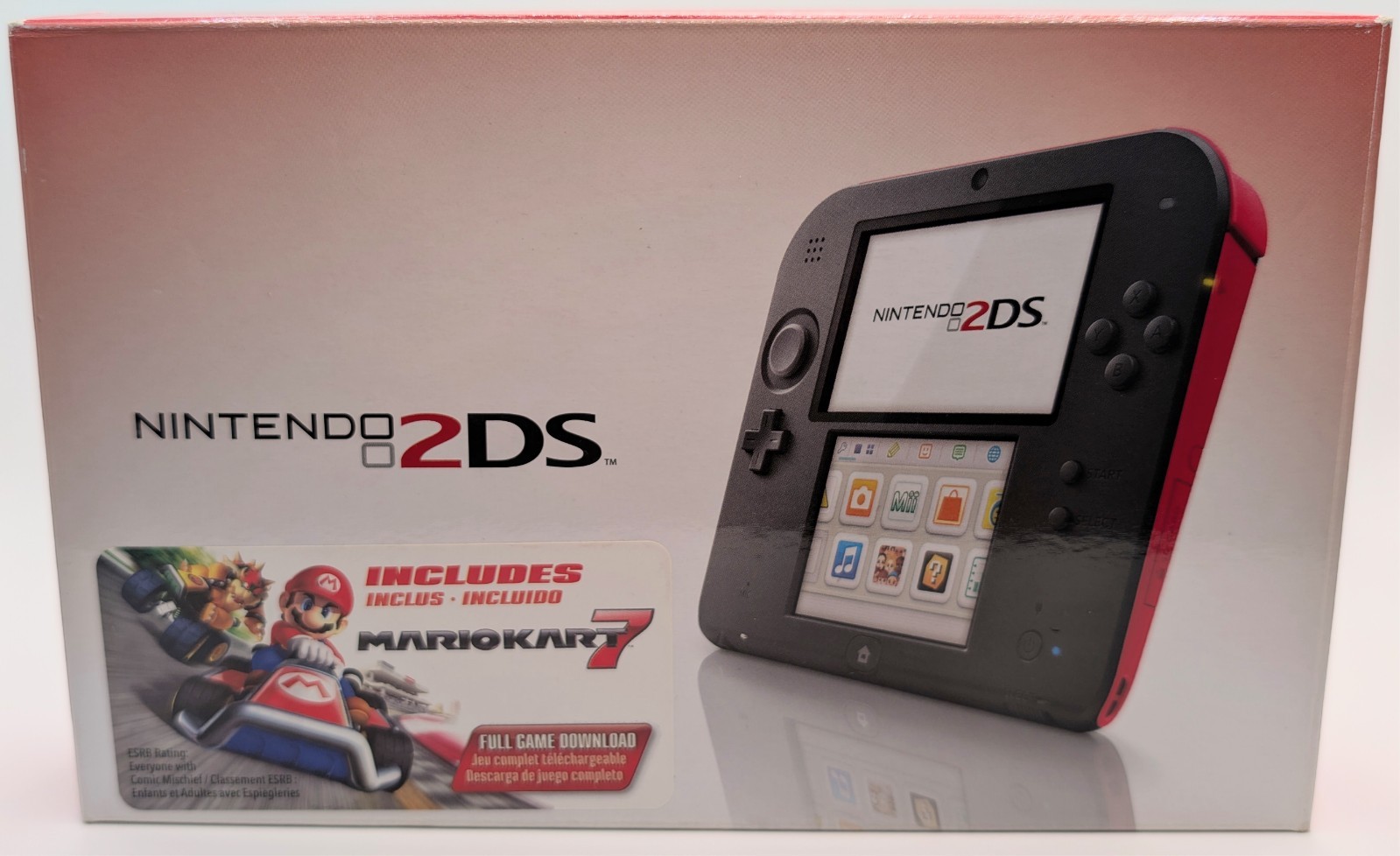 Nintendo 2DS Crimson Red & Black Console Complete in Box w/Mario Kart 7