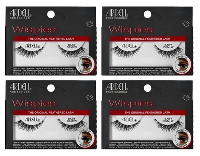 Lot 4 Pairs GENUINE ARDELL Baby Demi Wispies Black False Eyelashes Wispy Lashes - Image 1 of 2