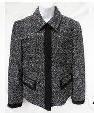 Lafayette 148 NY Women's Career Black/White Wool Blend Tweed Jacket Size 10 EUC