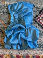 Vintage 90s Steppin Out Bubble Mini Strapless Dress Aqua S/M Taffeta Prom Party
