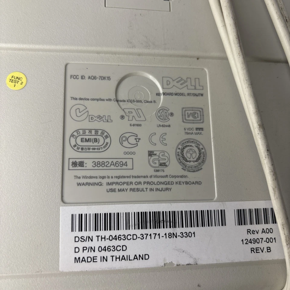 Механическая компьютерная клавиатура Dell QuietKey модель RT7D5JTW винтажная PS/2 - Изображение 3 из 3