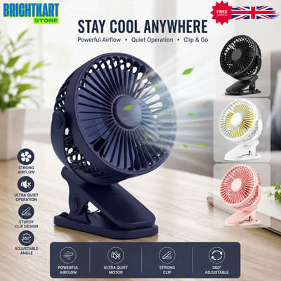 Tragbarer Mini Clip-On Ventilator USB betrieben leise Schreibtisch Desktop Lüfter Home Office