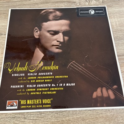 OELP9166 Yehudi Menuhin Sibelius Paganini Violin Concerto HMV Mono Excellent con