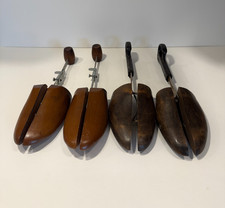 Vintage Wooden Shoe Trees Stretchers Lot 2 Pairs C.S. Pierce Sizes 4 5