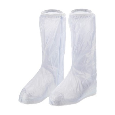 Waterproof Shoes Cover L PVC Overshoes Rain Galoshes with Zipper White