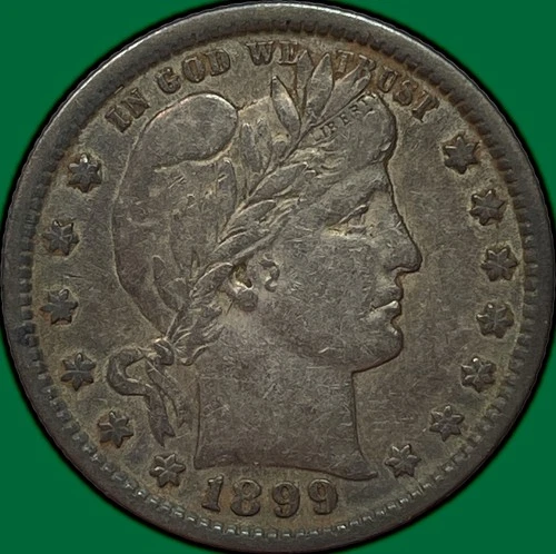 1899 Barber Quarter Choice Extremely Fine XF+ Coin #28740