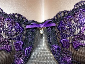 Aubade Paris Sample &Agrave; Fleur De Toi Black and Purple Set with Jewel 34b S