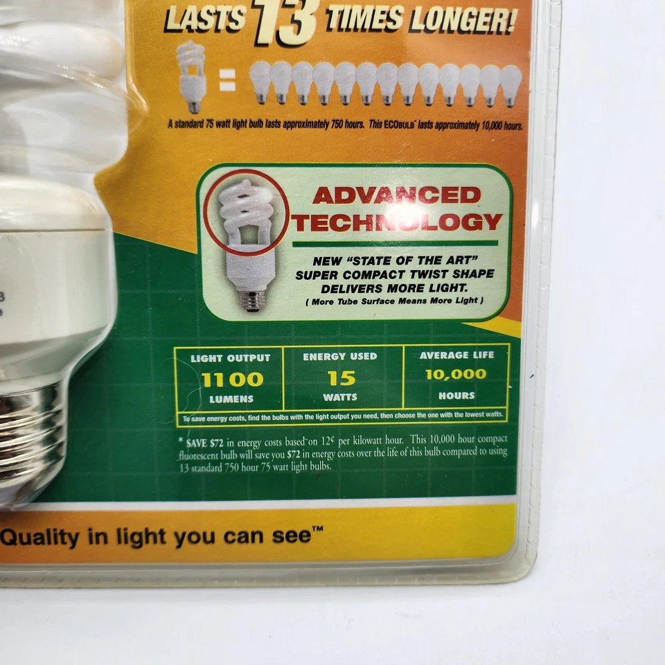 FEIT ELECTRIC COIL-TWIST-SPIRAL 60-75Watt Ecobulb 1100 Lumens 1 pack; 2 bulbs - Image 2 of 3