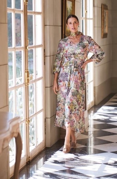 Blue Illusion Size XS / AU 8 To 10 Maxi Dress French Tapestry Print Fit & Flare