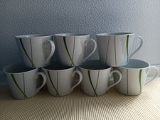 Konvolut 7 Tassen Flirt Grace R&B Restservice weiß grün grau