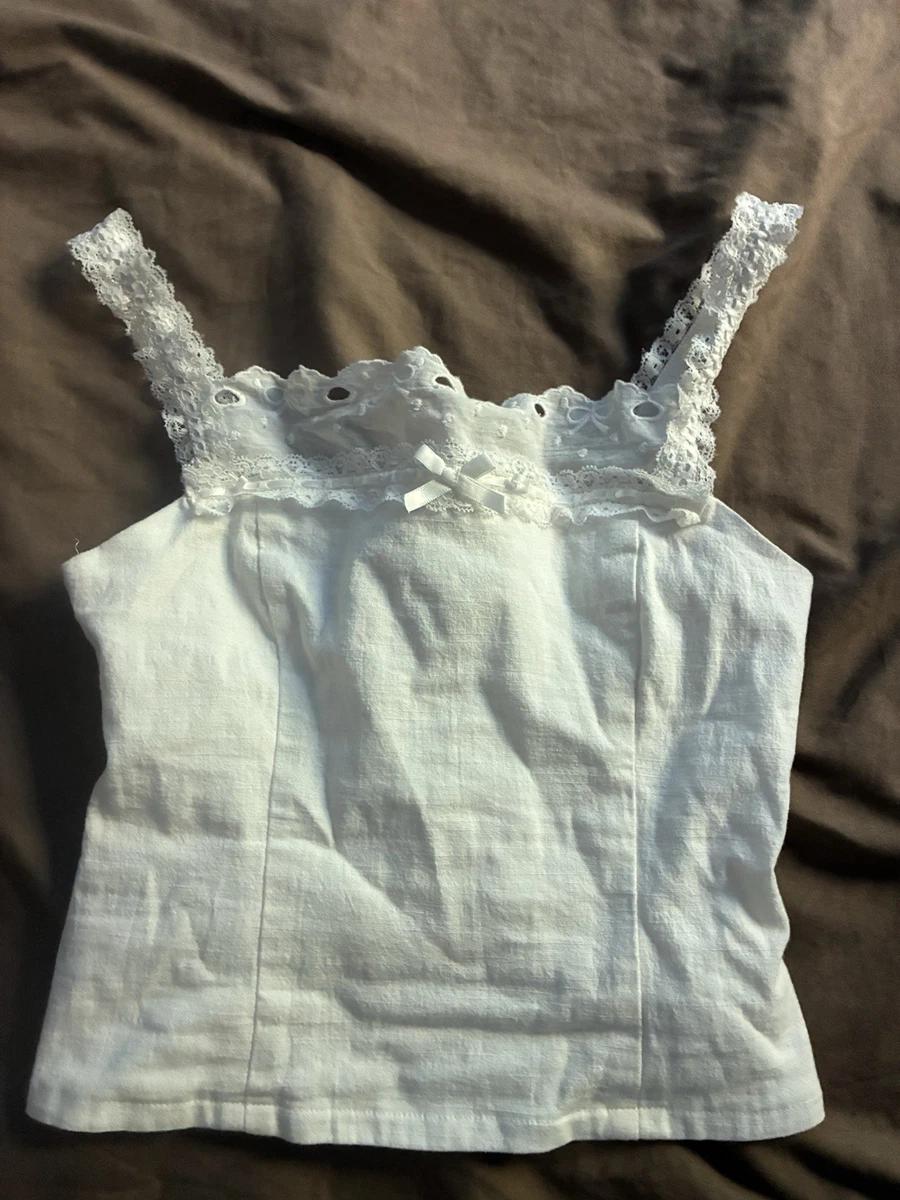 ♡CARLA♡カーラ♡Satin lace camisole white♡ Lace-trimmed silk