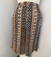 VINTAGE Hawaiian Board Shorts Capri Small Wide Leg 70s Rayon Blue Cream Brown