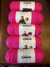 Lot of 5 - Caron Simply Soft 4 Medium Acrylic Yarn Solid 6 oz - Neon Pink