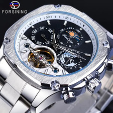 Herrenuhren Automatik Uhren Mechanischuhr Armbanduhr Silber Schwarz Edelstahl