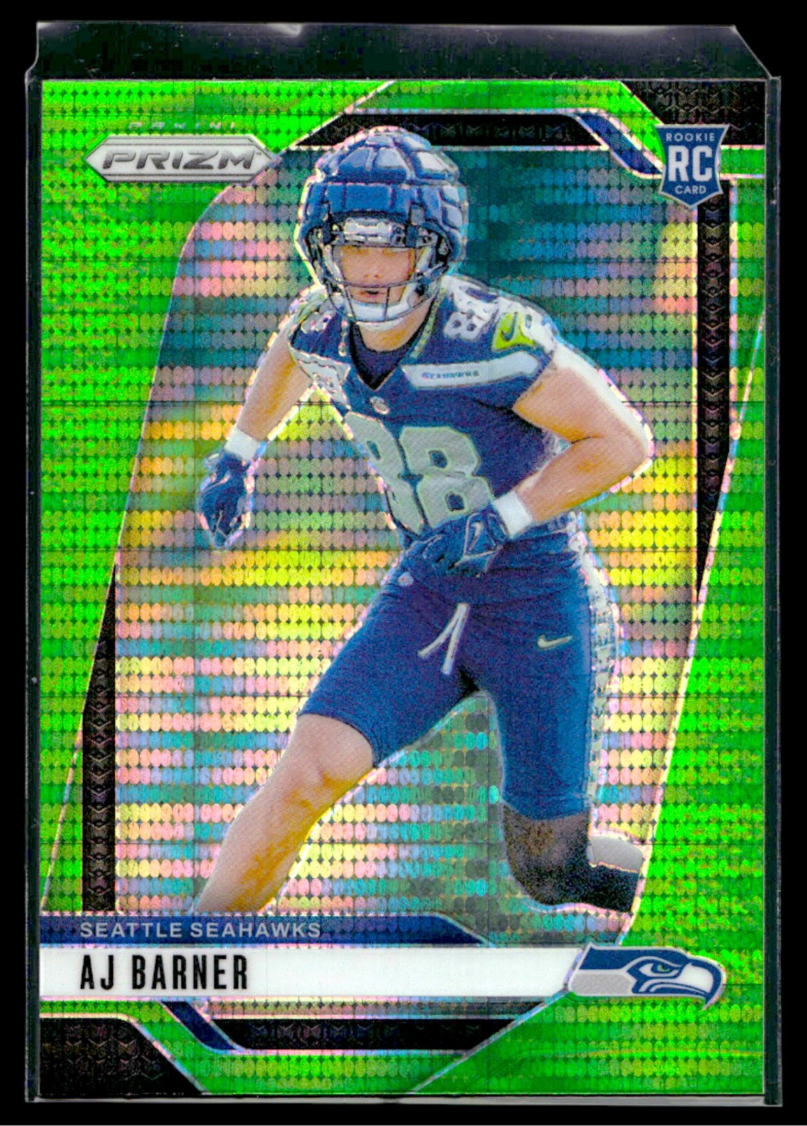 AJ Barner 2024 Panini Prizm #304 Neon Green Pulsar Rookie