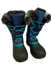 Kamik Kids Snowangel Snow Boots Blue Teal Faux Fur Waterproof Size 4 Youth