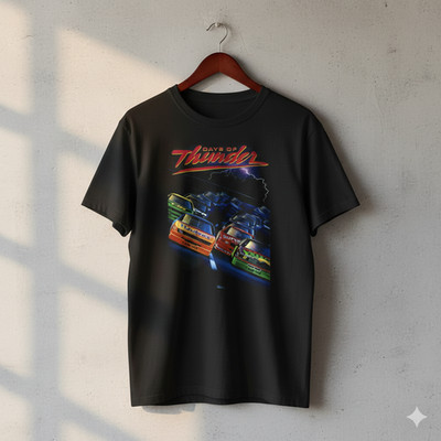 Days of Thunder NASCAR Racing Movie Graphic T-Shirt Black Tee - T769