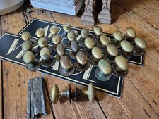 ANTIQUE Vintage OLD reclaimed bronze oval Door knobs Handles push pull 