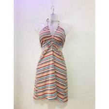 NEW AE American Eagle Dress L Outer banks knit cut out striped halter blue OBX