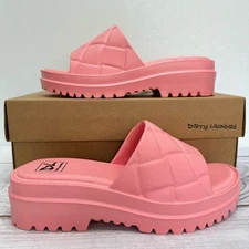 Dirty Laundry Lightning Lug Sandals Pink Molded Platform Slides NEW