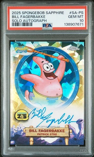 Topps Chrome SpongeBob 25th Anniv. Sapphire Auto #SA-PS Bill Fagerbakke PSA 10