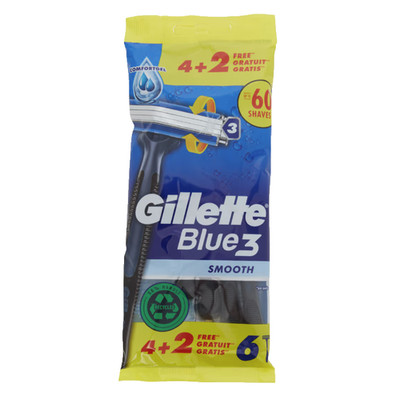Gillette Blue3 Rasierer Smooth 6 Stück Einwegrasierer Original NEU
