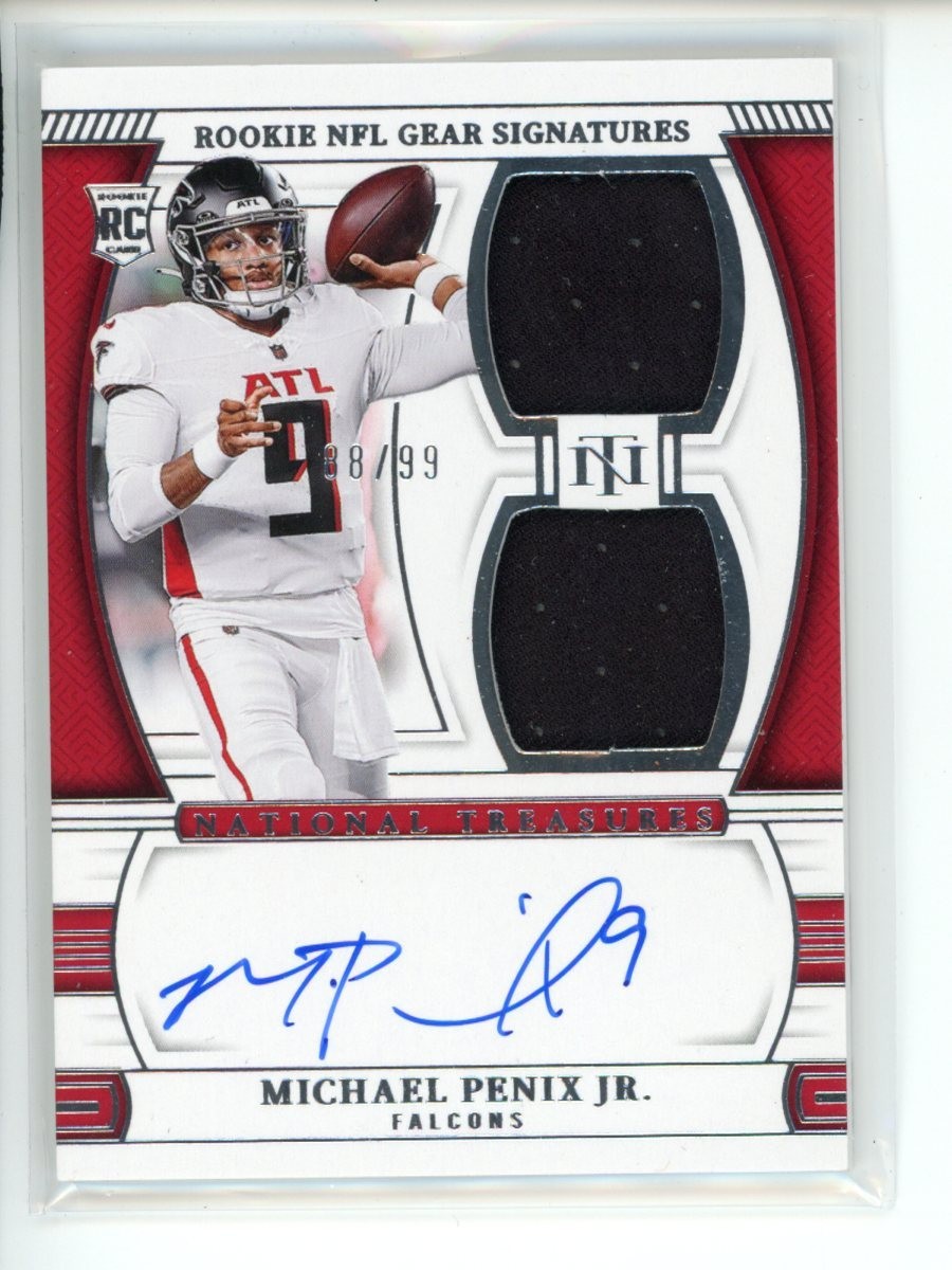 Michael Penix Panini National Treasures Rookie NFL Gear Signature Combos #MPJ Laundry Tag NFL Players Logo 1/1