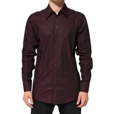 DOLCE & GABBANA Shirt Violet GOLD Cotton Collared Dress Formal 41/US16/L 520usd