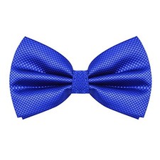  Mens Solid Mini Squares Formal Banded Bow Ties Royal Blue Plaid