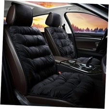 2pcs Soft Plush Car Seat Cover, Car Seat Cover Cushion Pad Car Seat Black