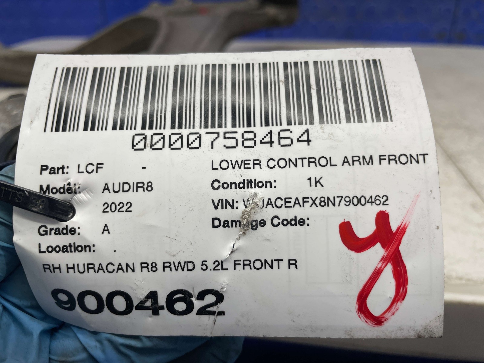 2017-2023 AUDI R8 V10 4S HURACAN RWD 5.2L FRONT RIGHT LOWER CONTROL ARM
