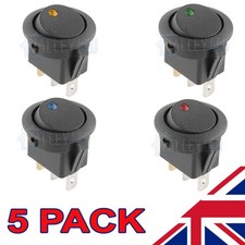 5 LED Illuminated Round Rocker Switch Car light ON/OFF 12v Red Blue Green Amber