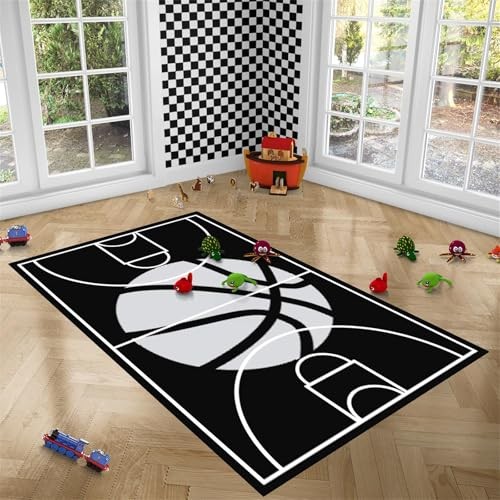 Basketball Court Rug for Boys Bedroom- 5' x 3' (Rectangular) Multi-1016 - Picture 6 of 7