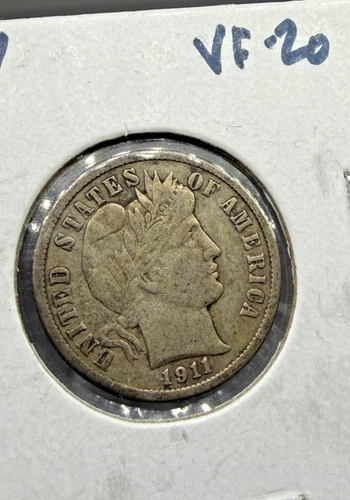 1911 S Barber Dime ~ VF VERY FINE Condition ~ 90% Silver 10c