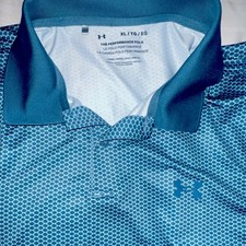 Under Armour The Performance Polo Dark Green Geometric Polo Shirt Men's XL Logo