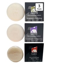 GENTS Men's Shave Soap Set 3 Pack - Bergamot, Lavender Citrus, Ocean Driftwood
