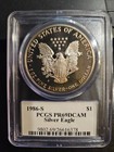 Z - 1986-S $1 Proof American Silver Eagle PCGS PR69 DCAM Mercanti Signed TONED — photo 2
